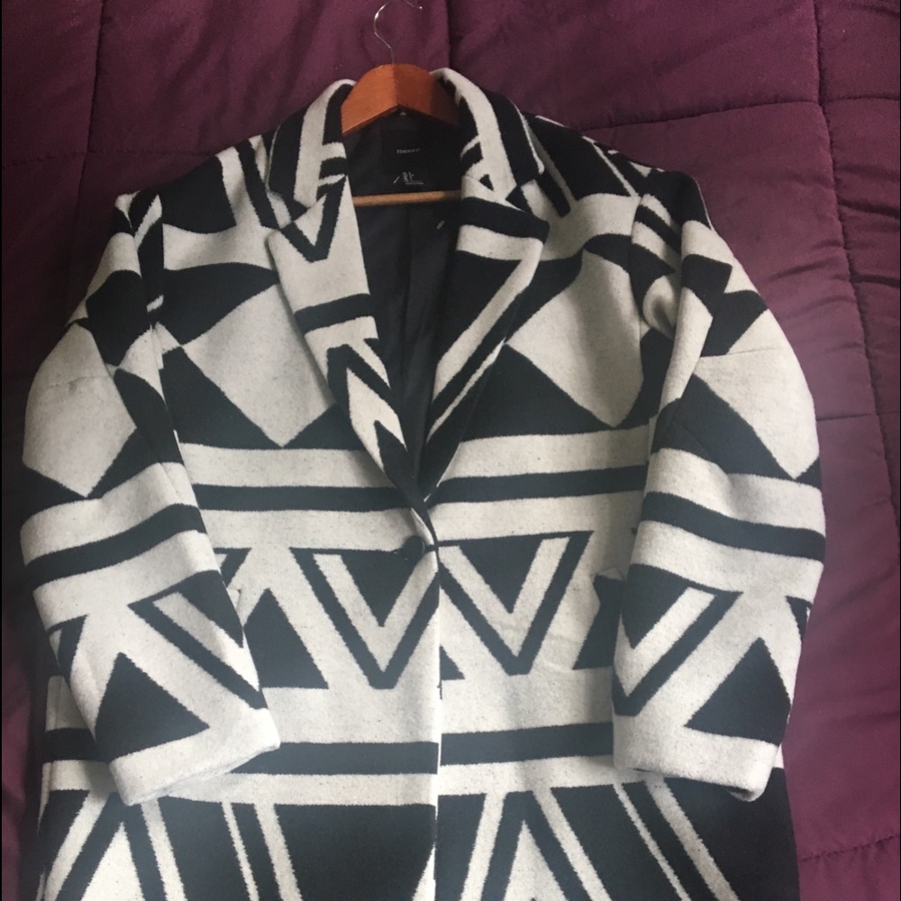 Black and White Geometric Coat